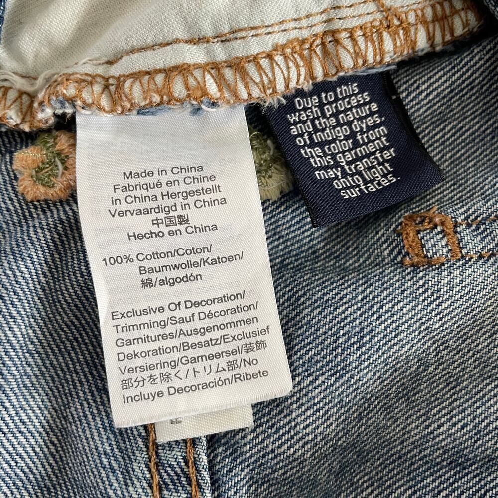 Madewell Rigid Denim A-Line Mini Skirt Floral Embroidered - Size: 27 - Picture 8 of 8